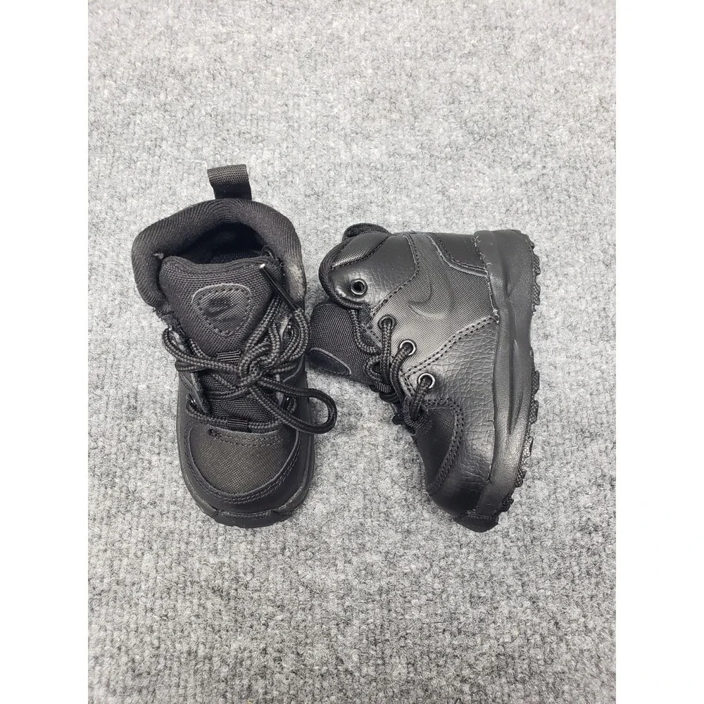 Nike Manoa LTR Toddler Sneaker Shoe 4C Black Leather Boots High Top Lace Up Wear